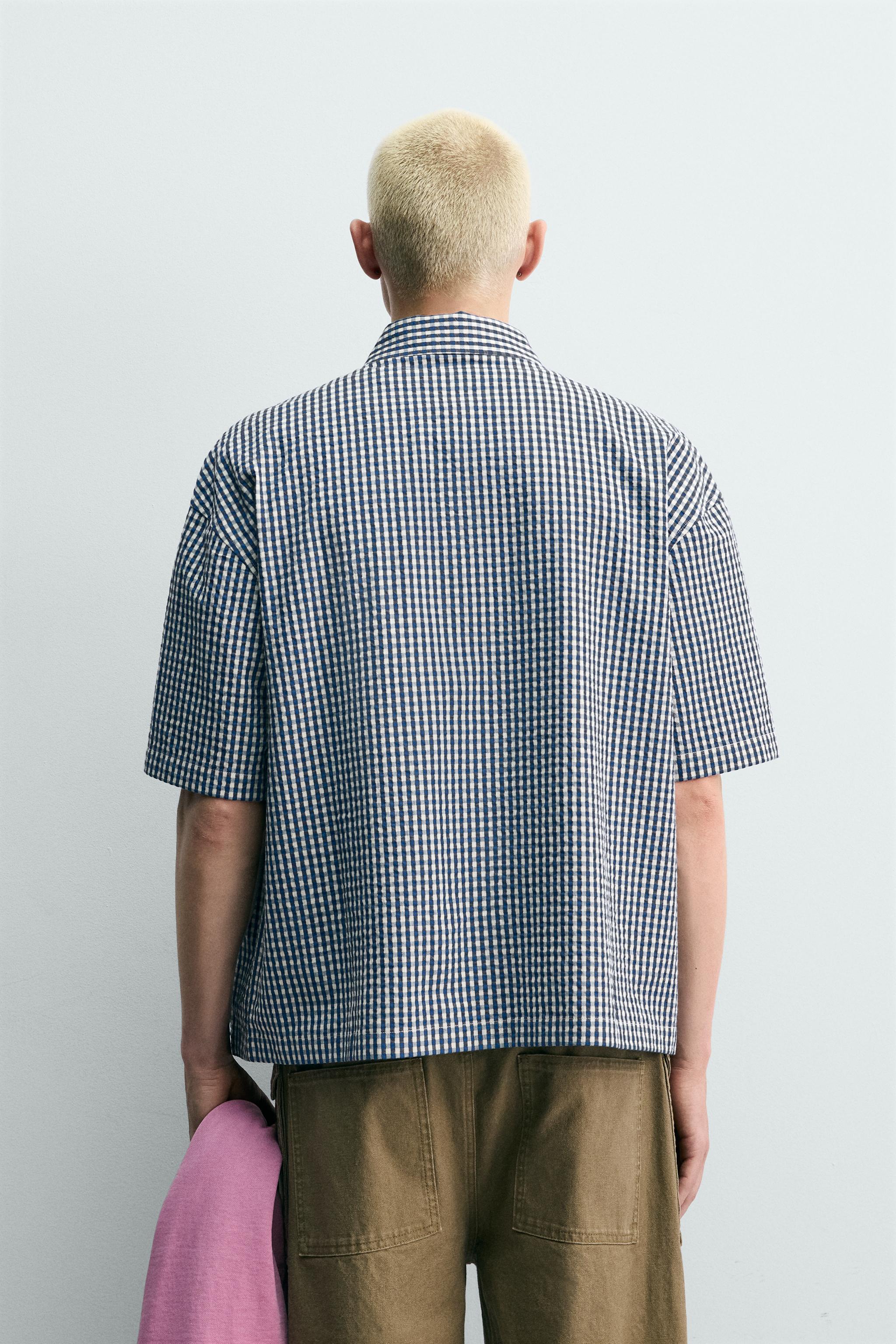 BOXY FIT PLAID SHIRT WITH CONTRAST PATCHES